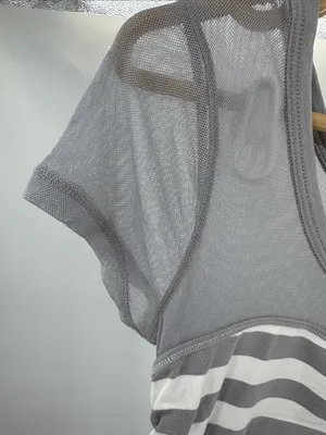 Hollister White Gray Striped mesh fitted Women’s Top rockabilly punk L going out thumbnail 9
