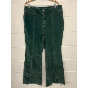 We The Free People SZ 35 plus sz Green Corduroy Flare Leg High Rise Seamed Pants thumbnail 2