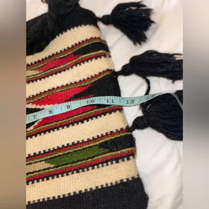 Bohemian Aztec/Native American Black and Multicolor Woven Wool Bag thumbnail 4
