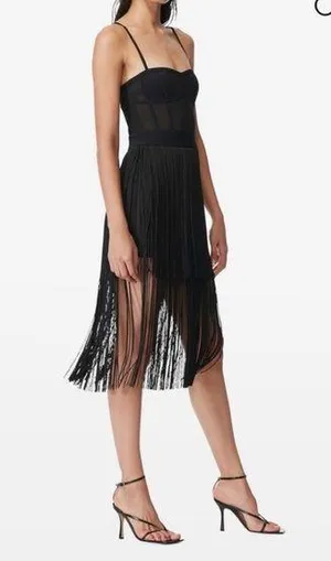 Women’s New Herve Leger x Forever 21 Transparent Black Bustier Fringe Bustier Ba thumbnail 1