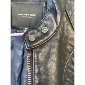 Marc New York Andrew Marc Black Faux Leather Moto Jacket Rose Gold Hardware M‎ thumbnail 5