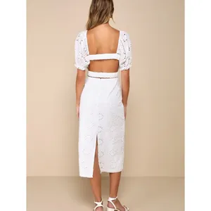 Lulu’s White Eyelet Puff Sleeve Cottagecore Midi Dress Women’s Size XS thumbnail 3