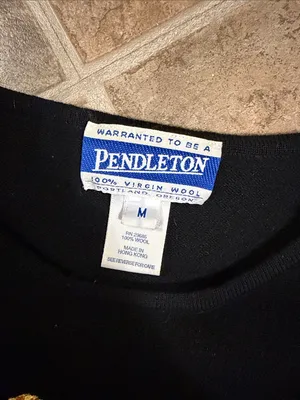 Pendleton Wool Black Sweater with Red and Yellow Rose Embroidery thumbnail 3