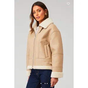Heartloom Matin Faux Leather Sherpa Coat Jacket Beige Size M thumbnail 16