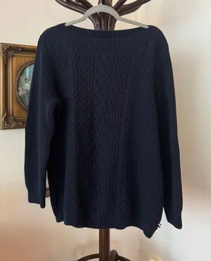 Vintage Tommy Hilfiger Boat Neck Navy Knit Sweater thumbnail 1