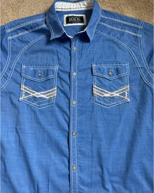 Buckle Black Men’s Blue Standard Fit Western Short Sleeve Button Down Shirt thumbnail 6