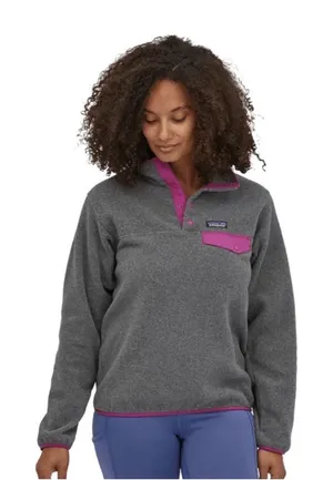 Patagonia‎ Women Small Re-Tool Snap-T Gray Fleece Pullover Pink Accents Granola thumbnail 1