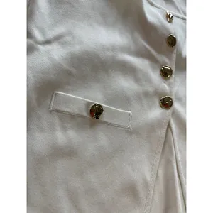 Blithe Anthropologie Knit Vest Ivory Gold Button Square Neck Back Tie Top L White Size L thumbnail 4