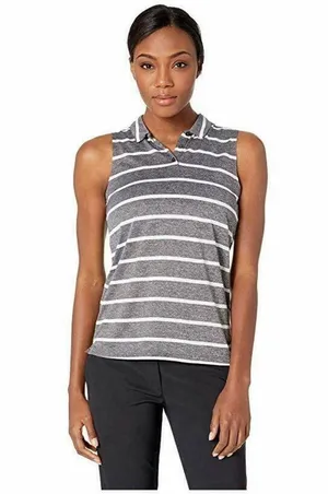 Nike dryfit grey white striped polo sporty golf tennis athletic tank top S thumbnail 10