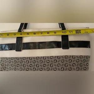Guess Black & White Patterned Logo Tote Shoulder Purse Bag thumbnail 9