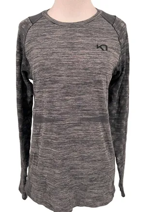 Kari Traa Marit Long Sleeve Grey Athletic Top T-Shirt Size Medium thumbnail 1
