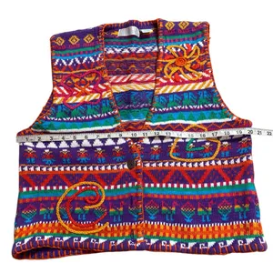 Unique Vintage Rainbow 3D Knit Embroidered Button Up Sweater Vest Grannycore thumbnail 3