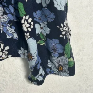 Lucky Brand Navy Floral Print Tassel V Neck Long Sleeve Blouse Women's‎ Small thumbnail 10