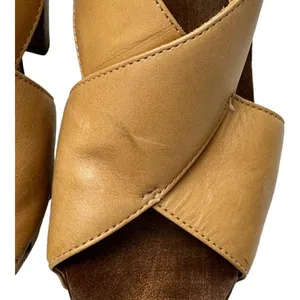 Diane Von‎ Furstenberg Shoes Women 6 Tan Leather Open Toe Slingback Wood Heels thumbnail 6