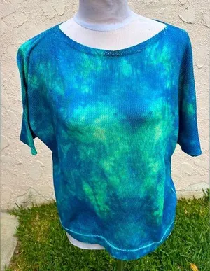 Luisa Ricci Made in Italy tie dye blue green knitted top thumbnail 1