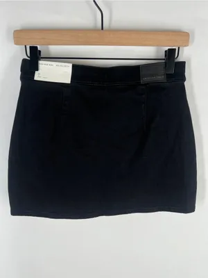American Eagle High-Rise Black Denim Mini Skort Size 0 25W NWT thumbnail 5