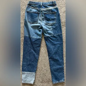 We The Free Patchwork Two-Tone Blue High-Waisted Mom Jeans thumbnail 5