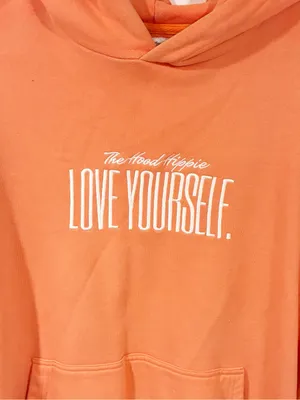The Hood Hippie Orange Love Yourself Pullover Hoodie Hooded Sweatshirt Size XL thumbnail 2