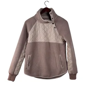 Abercrombie & Fitch XS Sherpa Fleece Quilted Mock Neck‎ Snap Pullover Sweatshirt thumbnail 1