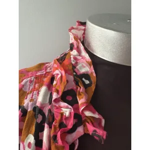 J Crew Top Womens S Pink Floral High Neck Blouse Victorian Ruffles Side Zip thumbnail 4