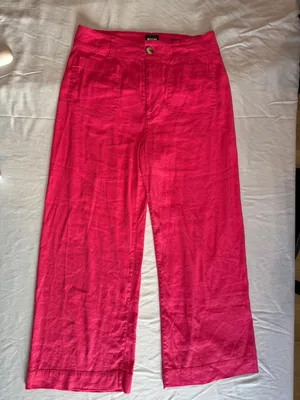 Hot Pink Linen Blend Wide Leg Maeve The Collette Pants Culottes Size 29 thumbnail 1