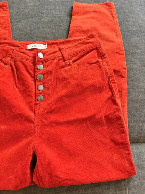 NWOT Cello Red Corduroy Button Fly Skinny Pants Size 11 Retro Fall thumbnail 2