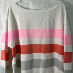 Dew Shoulder Stripe Long Sleeve Sweatshirt Women’s Large White NWOT Lightweight thumbnail 4