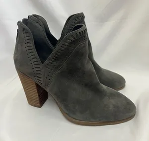 Vince Camuto Gray Suede Perforated Ankle Booties thumbnail 1