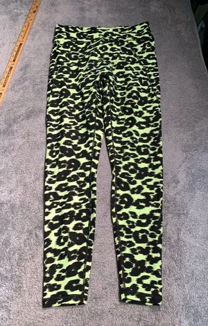 Savage x fenty sport Leopard Print Leggings in Neon Green and Black thumbnail 1