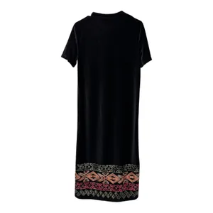 Zara Trafaluc Women's-S Velvet‎ Maxi Dress Embroidery Black BOHO thumbnail 5