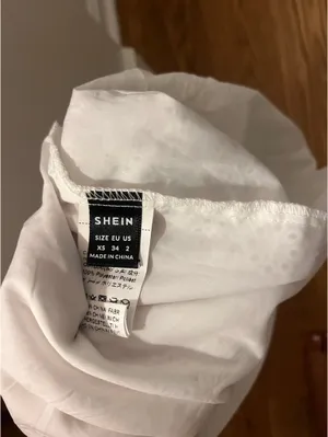 SheIn White strapless mini dress with black trim and tie detail. Size: XS thumbnail 3