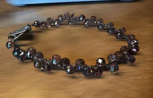 Phone Wrist Strap with Faceted Purple Beads thumbnail 1