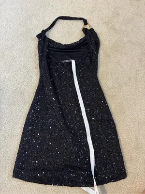 Lucy in the Sky Black Sequin Halter Mini Dress thumbnail 3