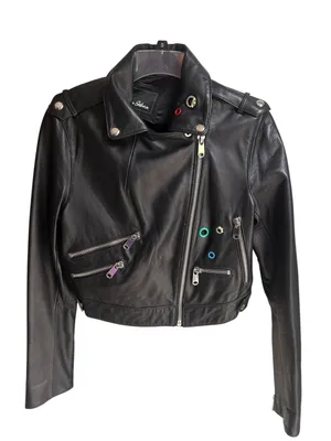 Sam Edelman colorful grommet leather moto jacket Size Small thumbnail 1