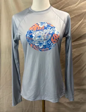 Columbia Light Grey Long-Sleeve Jersey with Blue & Orange Floral Graphic thumbnail 1