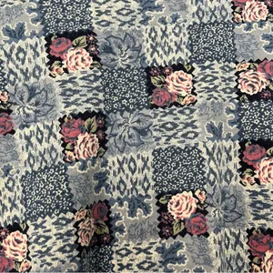 Y2K t-shirt floral checkered square blue gray maroon vintage small granny thumbnail 3