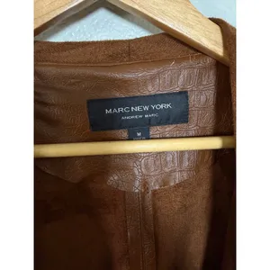 Marc New York Andrew Marc Brown Faux‎ Leather Croc Duster Jacket Womens Medium thumbnail 3