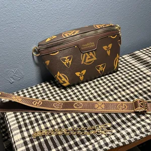 Brown and Tan Patterned Bag with 3 ways to wear and removable straps lie new thumbnail 9