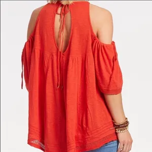 Free people NWOT orange fast times blouse S thumbnail 2