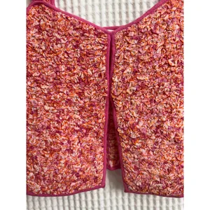 American Eagle Cropped Sleeveless Pink Floral Top Medium NE thumbnail 3