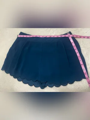Mine Dark Blue Scallop-Hem High Waist Pull On Shorts Size Large thumbnail 5