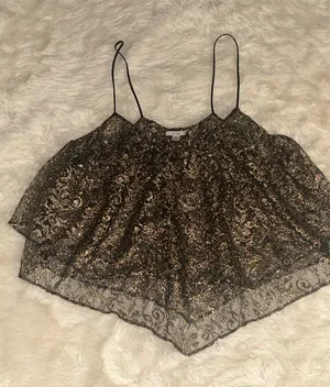 Urban Outfitters Sparkle Metallic Camisole Top - Black & Gold thumbnail 1