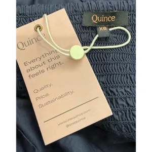 NWT Quince Navy Blue Organic Cotton Puff Sleeve Smocked Midi Milkmaid Dress XS thumbnail 5