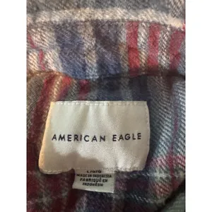 American Eagle Womens Grunge Plaid Flannel Button Down Shirt Large Distressed thumbnail 7