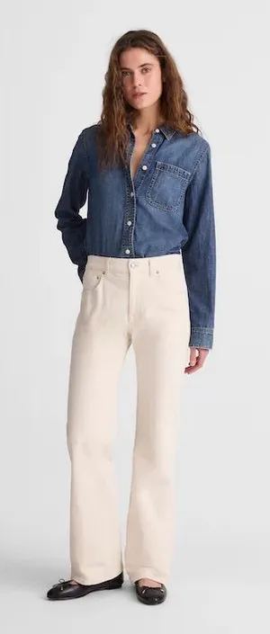 NWT Madewell Relaxed Bootcut Jeans cream women's 28 country western boho summer thumbnail 1