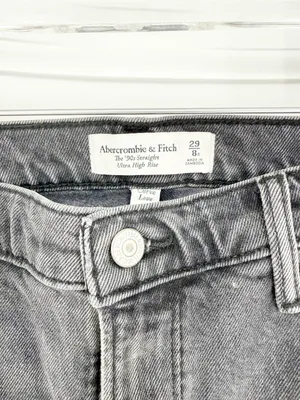 Abercrombie & Fitch‎ The 90s Straight Leg Curve Love Jeans Women's 29 Gray Black thumbnail 6