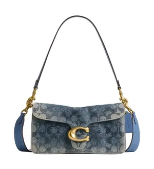 NEW Coach 26 Blue Denim Crystal Signature Tabby Shoulder & Crossbody Bag CDZ3 thumbnail 1