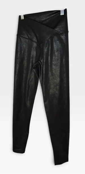 Offline by Aerie High-Waisted Crossover Waistband Black Metallic Leggings SMALL thumbnail 1