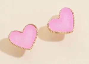 Heart Druzy Stone Stud Earrings thumbnail 1