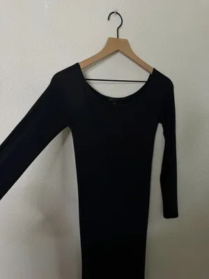 ATM Modal‎ Rib Long Sleeve Long Sleeve Midi Dress Black Womens Size S thumbnail 3